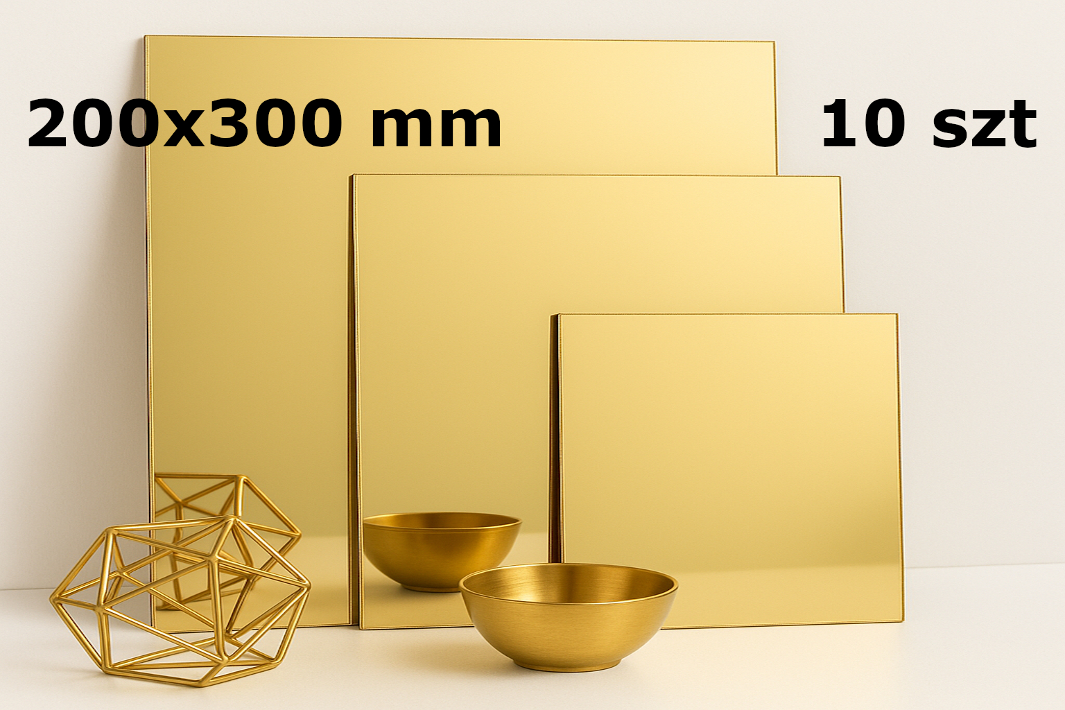 Pleksi lustrzana złota 1,8mm 20×30 cm 10 szt