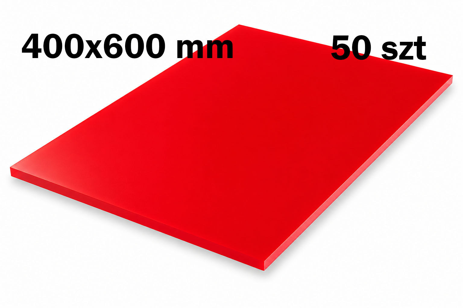 Pleksi czerwona wylewana 3mm 40×60 cm 50 szt
